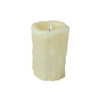 Hello Honey® 5" Ivory Pillar LED Candle with Embossed Faux Melted Wax