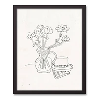 Floral Sketched Still II 16" x 20" Black Framed Canvas