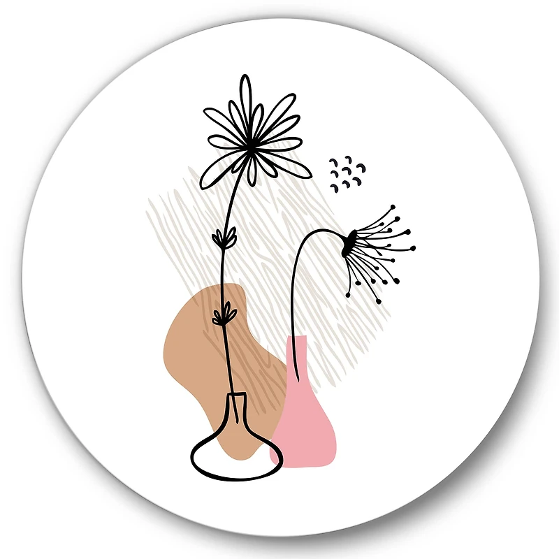 Designart - Abstract Flowers On Minimal Shapes III