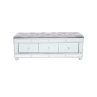 Grey Wood Glam Bench, 47" x 16" x 18"
