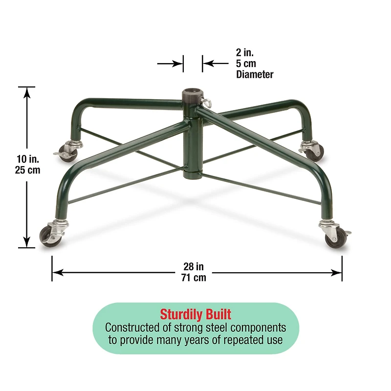 National Tree Company® 28" Folding Tree Stand With Rolling Wheels, 1.25" Pole