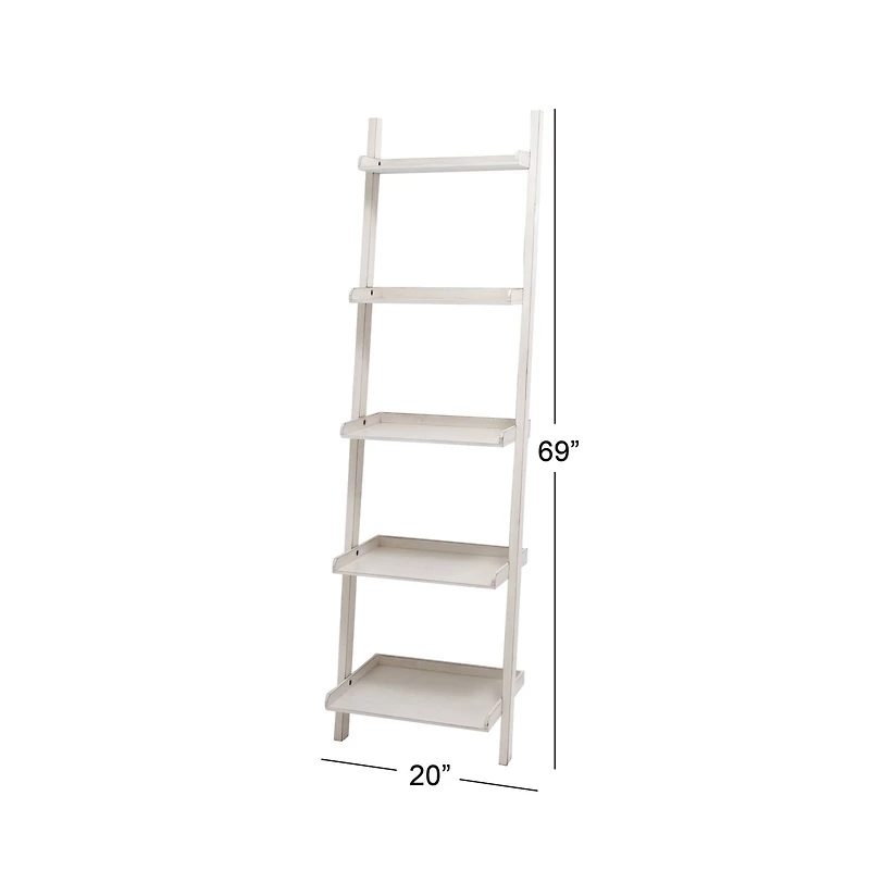 White Wood Traditional Shelving Unit, 69 " x 20 " x 14 "