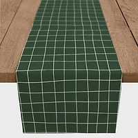 Dark Green Pencil Lines Outdoor Table Runner
