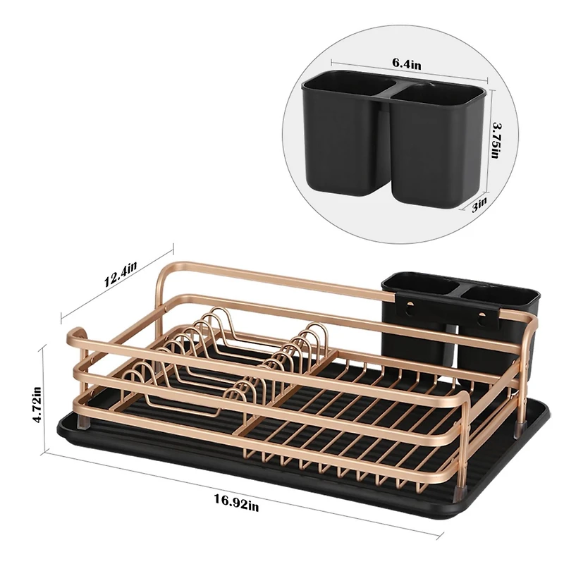 NEX™ Rose Gold Aluminum Compact Dish Drying Rack