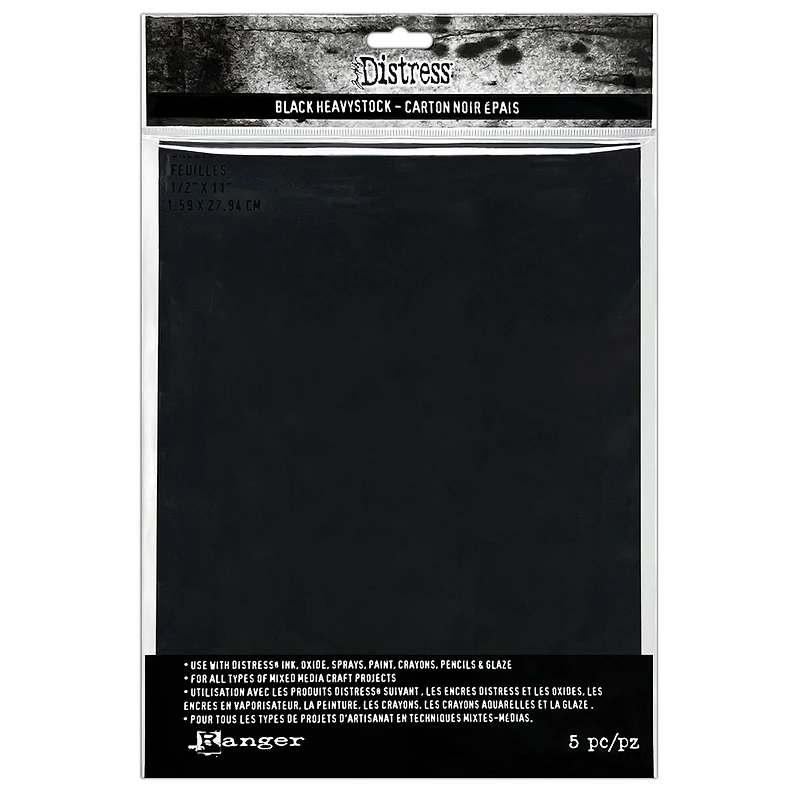 Tim Holtz® Distress® 8.5" x 11" Black Heavystock, 5ct.