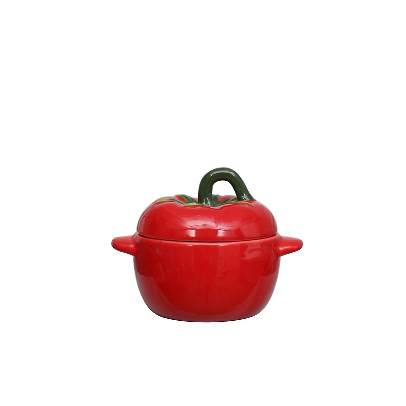 6" Tomato Ceramic Food Container with Lid by Ashland®