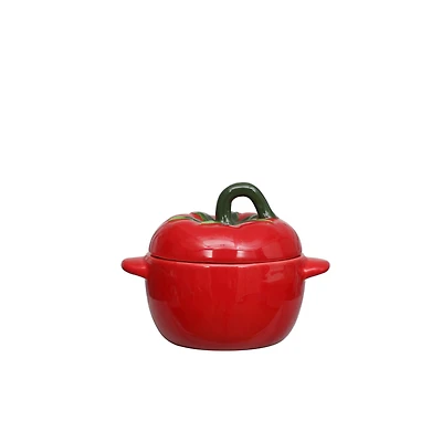 6" Tomato Ceramic Food Container with Lid by Ashland®