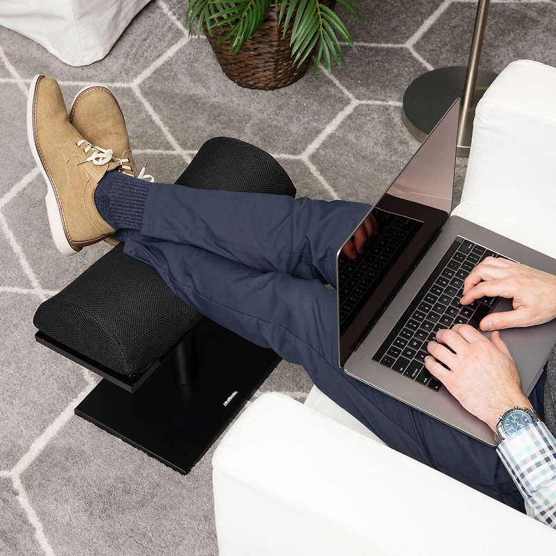 Mind Reader Foot Rest, Under Desk, Ergonomic, Hydraulic Height Adjustable, Ottoman, Office, Foam, Black