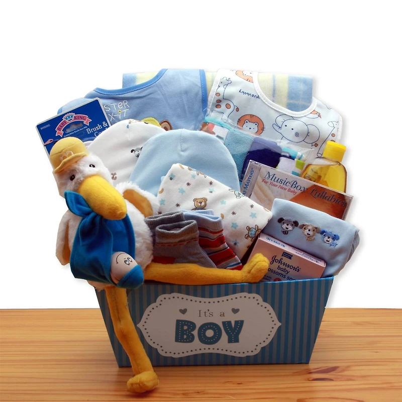 A Special Delivery Blue New Baby Gift Basket