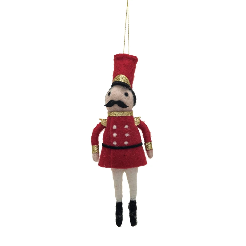 Hello Honey® 7.25" Handmade Wool Felt Soldier Ornament with Glitter