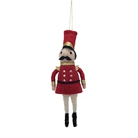 Hello Honey® 7.25" Handmade Wool Felt Soldier Ornament with Glitter