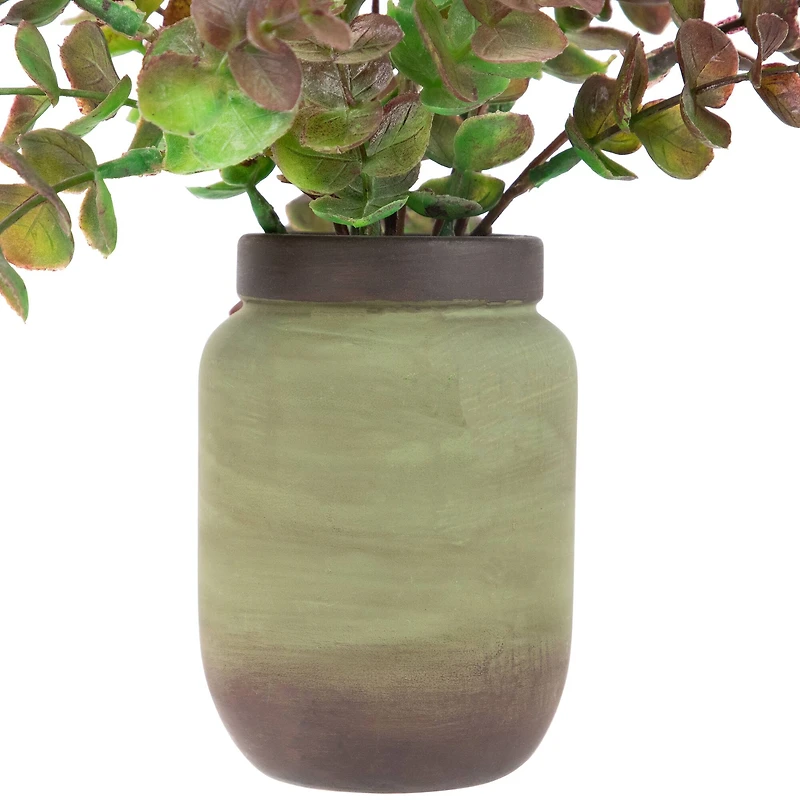 10" Real Touch™ Two-Toned Spring Eucalyptus Leaves in Ceramic Pot