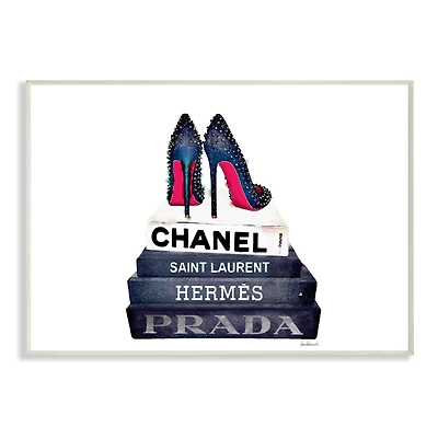 Stupell Industries Fashion Book Stack & Black Pumps Wall Plaque