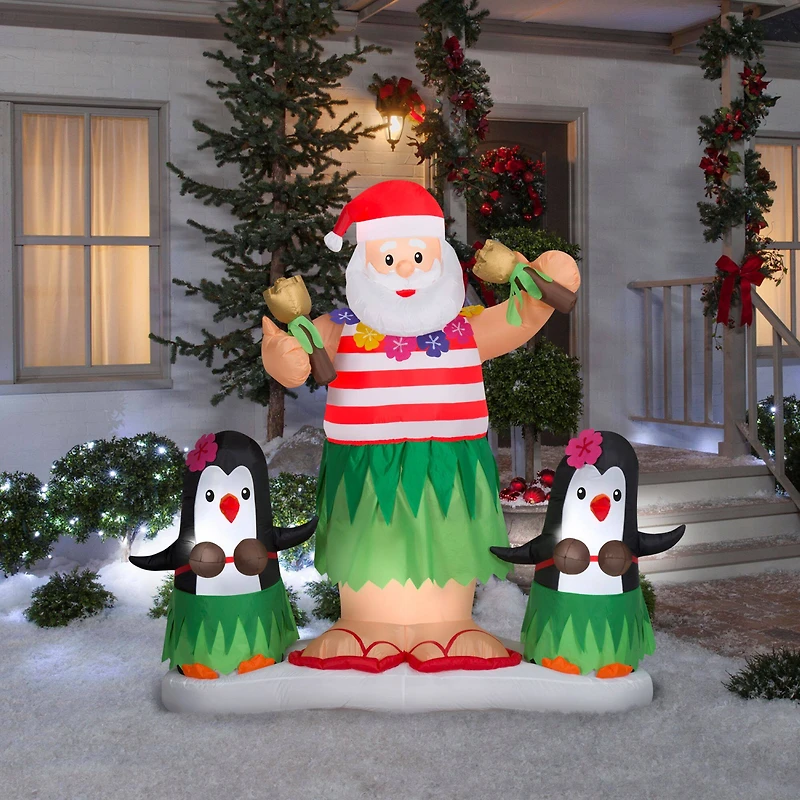 6ft. Airblown® Animated Inflatable Hula Santa & Penguins