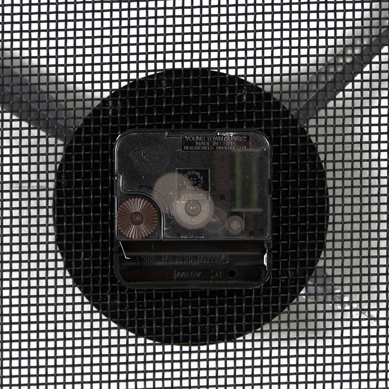 Industrial Black Metal & Gray Mesh Wall Clock