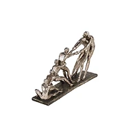 13" Silver Polystone Modern Tug of War Sculpture