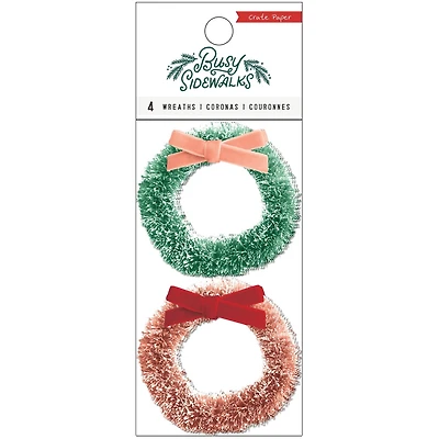 Busy Sidewalks Bottle Brush Wreath, 4 Pack 