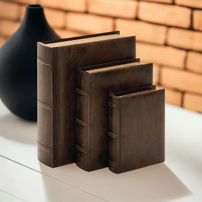 Brown Wood Traditional Book Box Set