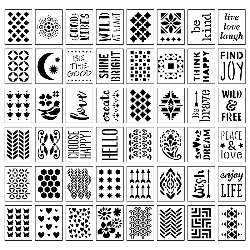 12 Pack: Patterns & Phrases Stencils by Craft Smart®, 3.5" x 4.5"