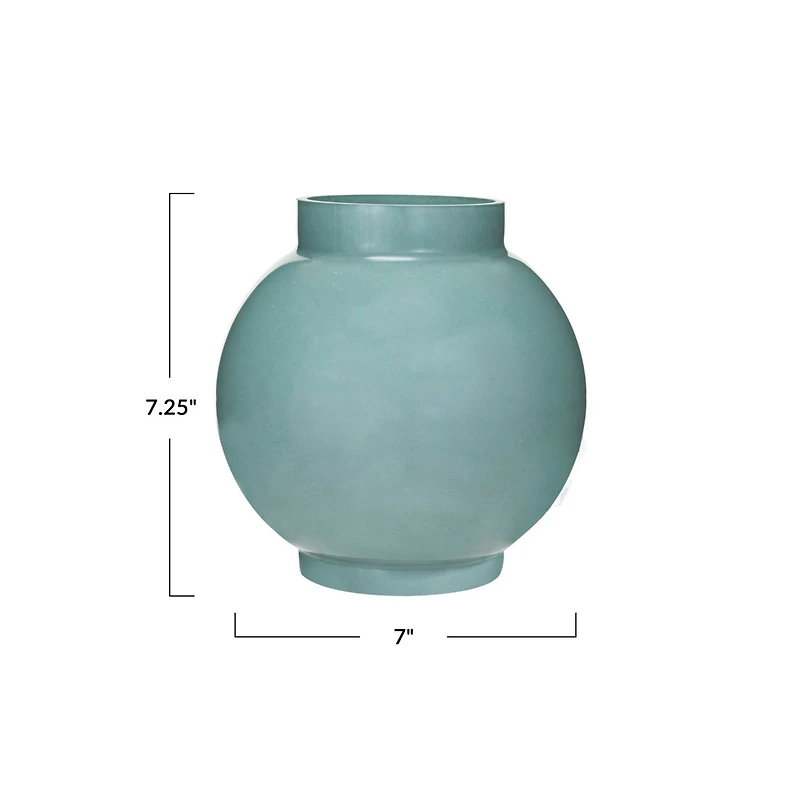 Hello Honey® 7.25" Blue Round Glass Opaque Vase