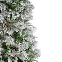 6.5ft. Unlit Flocked Rosemary Emerald Angel Pine Medium Artificial Christmas Tree