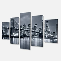 Designart New York City At Night Cityscape Large Panorama Canvas Print