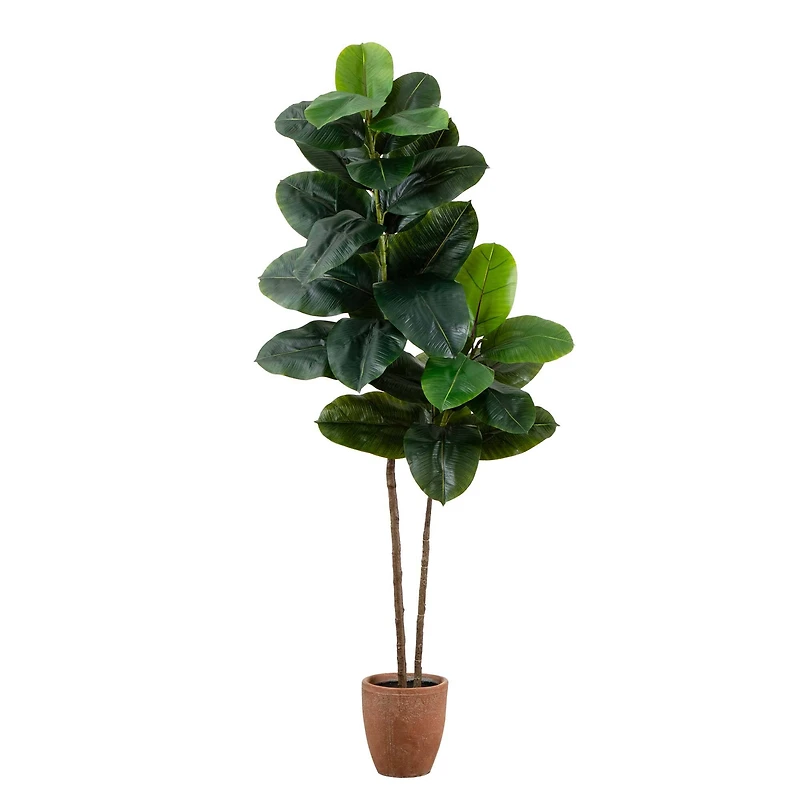 6ft. Rubber Tree in Decorative Planter with Real Touch Leaves