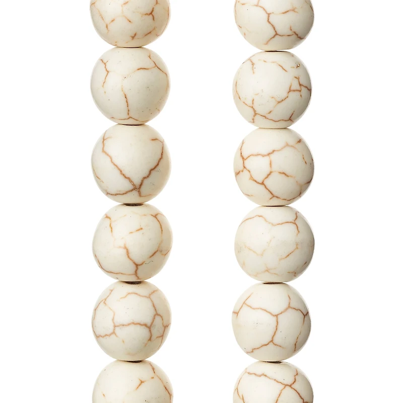 12 Pack: White Round Howlite Beads, 10mm by Bead Landing™
