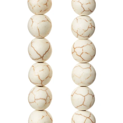 12 Pack:  White Round Howlite Beads, 10mm by Bead Landing™