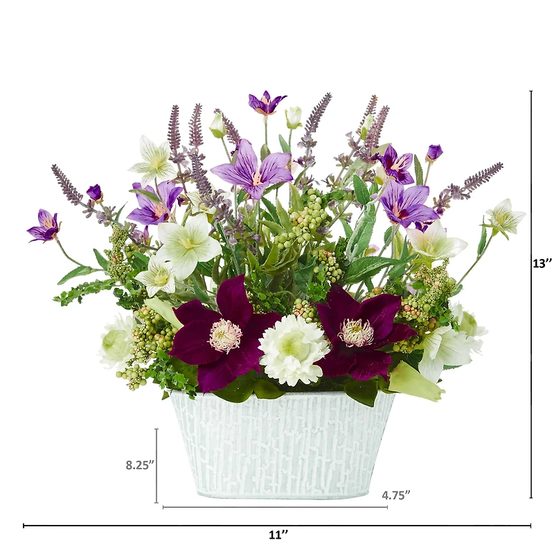 13" Mixed Flower Artificial Arrangement in Decorative Vase