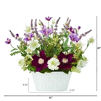 13" Mixed Flower Artificial Arrangement in Decorative Vase