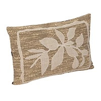 Hello Honey® 24" x 16" Brown & Tan Botanical Woven Indoor & Outdoor Lumbar Pillow
