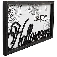 Stupell Industries Happy Halloween Spider Web Framed Giclee Art