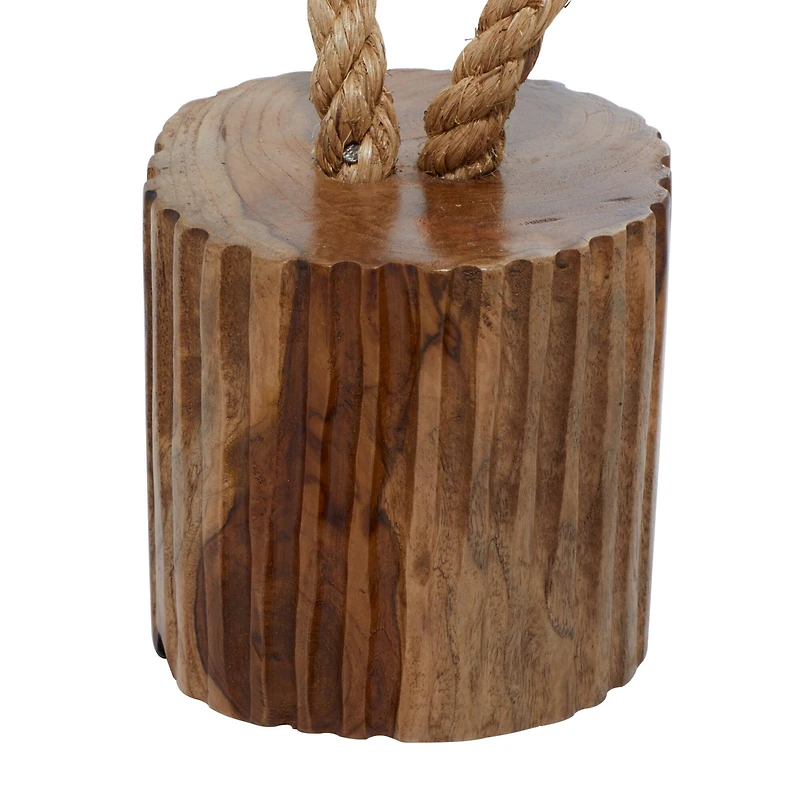 Set of 2 Brown Teak Wood Coastal Sculpture 5", 10"