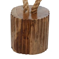 Set of 2 Brown Teak Wood Coastal Sculpture 5", 10"