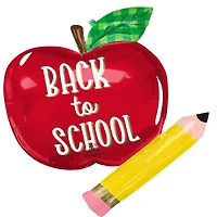 SuperShape™ 31" Back to School Apple & Pencil Foil Balloon