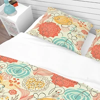 Designart 'Retro Floral Pattern' Bohemian & Eclectic Bedding Set