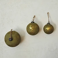 Hello Honey® 5" Olive Green & Gold Matte Distressed Ball Glass Ornament