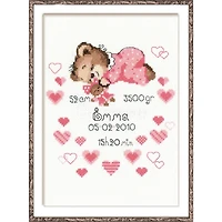 RIOLIS Girls Birth Announcement Counted Cross Stitch Kit R1123