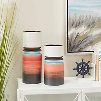 Set of 2 Multi Stoneware Modern Vase, 14" x 5" x 5"