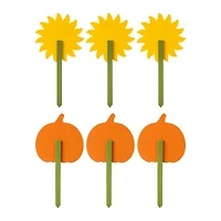 Glitzhome® 15" Fall Wooden Pumpkin & Sunflower Yard Stake, 6ct.