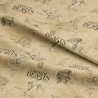 Fantastic Beasts™ Logo & Creatures Tan Cotton Fabric
