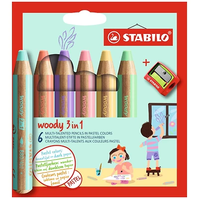 STABILO® Woody 3-in-1 6-Color Pastel Pencil Set