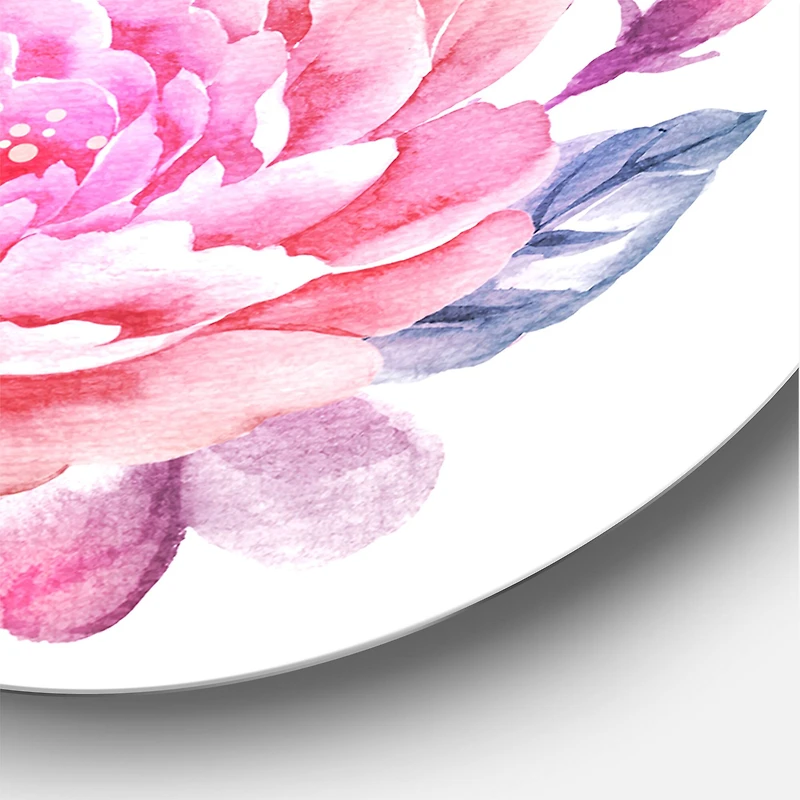 Designart - Pink Retro Flowers With Blue Leaves