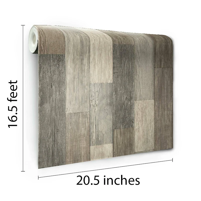 RoomMates Dark Weathered Plank Peel & Stick Wallpaper