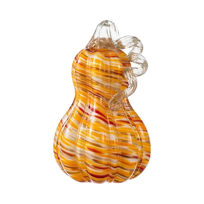 Glitzhome® 8.5" Fall Multi Stripes Glass Gourd