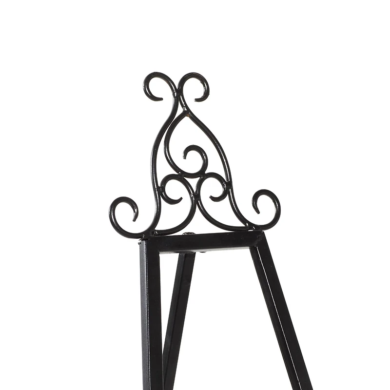 Traditional Black Iron Floor Easel, 46" x 21" x 22"