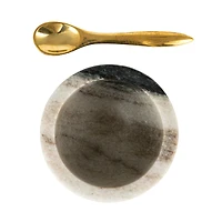 2.75" Marble Salt Cellar with Brass Spoon