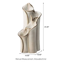 Glitzhome® 31.25" 4-Tier LED Lotus Leaf Textured Ceramic Vase Outdoor Floor Fountain