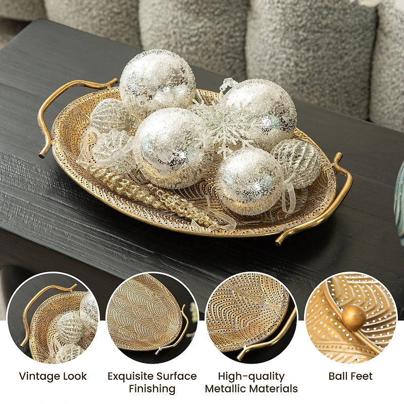 Glitzhome® Gold Oval Metal Decorative Trays Set